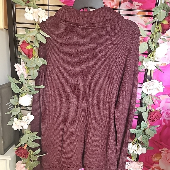 Members Mark Women's Cowl Neck Textured Burgundy Pullover Sweater Size XXL - Picture 8 of 8